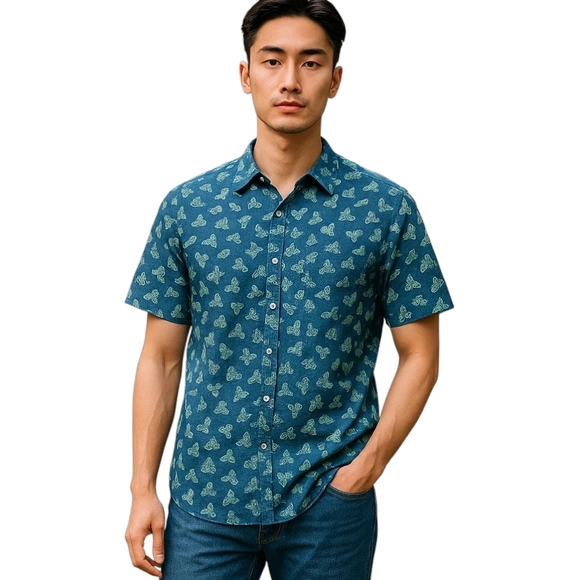 Original Penguin Other - Original Penguin Men's Short Sleeve Button Down Sneaker Print Polo Mens Size  M